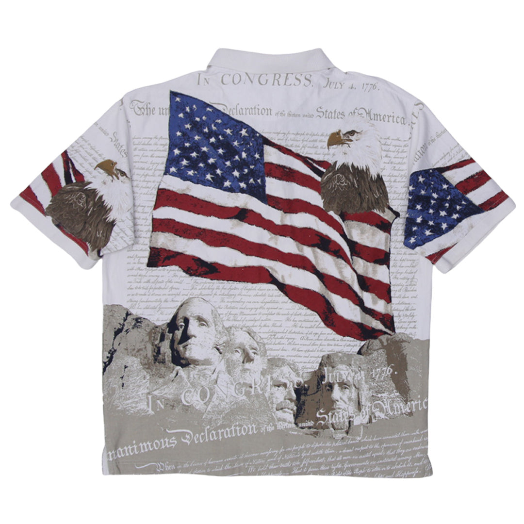 Mens American Summer AOP USA Flag Polo T-Shirt