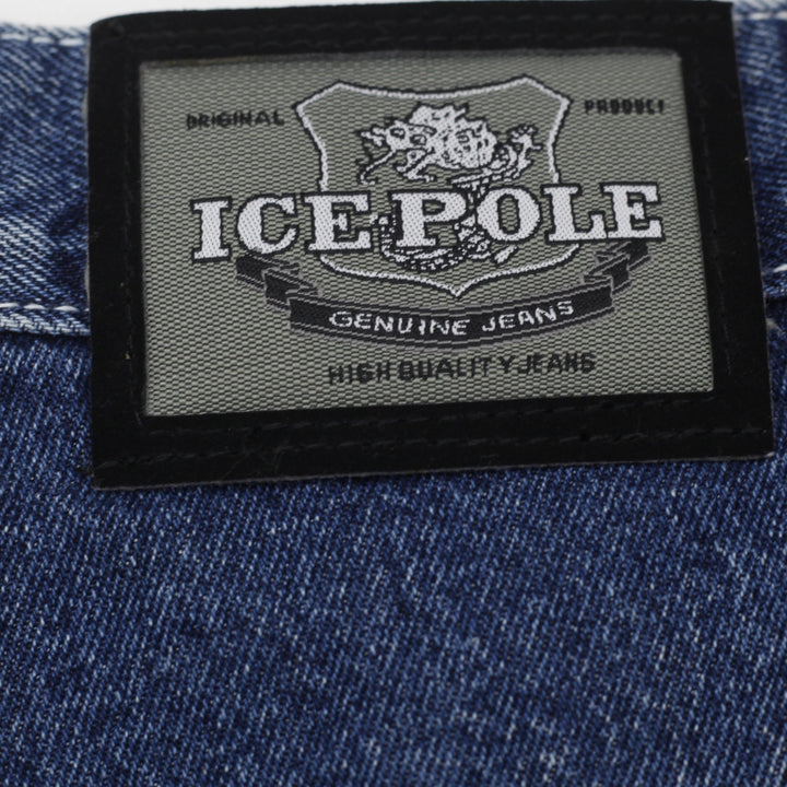 Y2K Mens Ice Pole Contrast Panel Baggy Wide Leg Jeans W29 L30