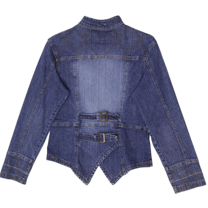 Y2K Ladies Village Jeans Pointed Hem Buckle Back Denim Jacket Size L
