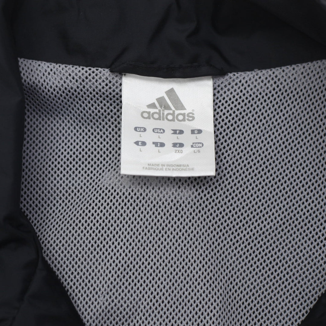 Vintage Adidas Jacket Black Stripe Spell Out Full Zip Windbreaker