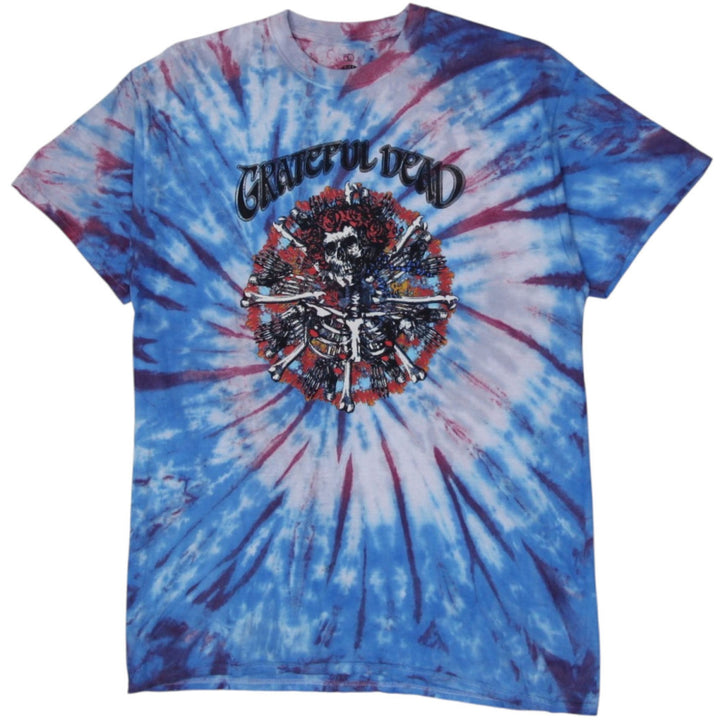 Mens Grateful Dead T-Shirt Blue Tie Dye Graphic Rock Band