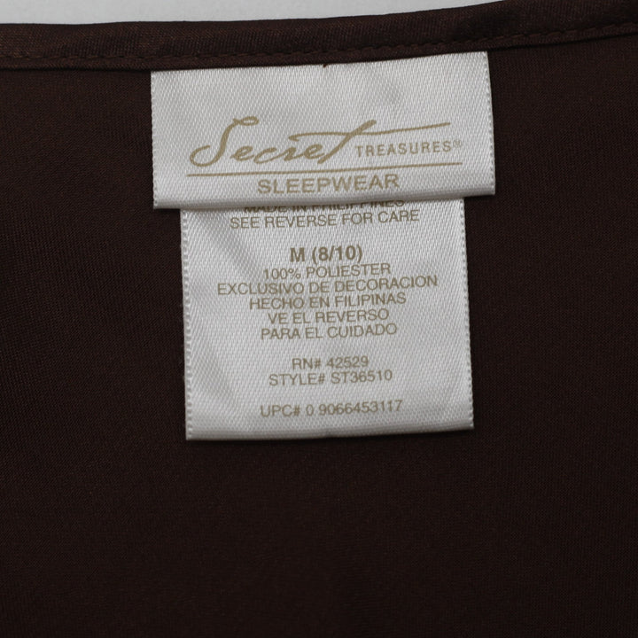 Y2K Ladies Secret Treasures Brown Satin Cami Top Floral Sequined Embroidery M