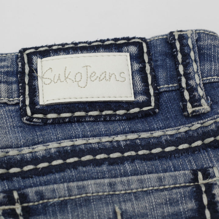 Y2K Womens Suko Jeans Blue Flare Denim Contrast Stitching Size 8