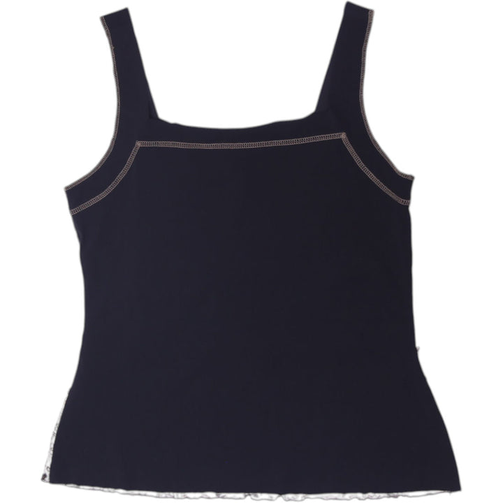 Y2K Ladies Bleu Blanc Rouge Patchwork Printed Mesh Tank Top Size 40