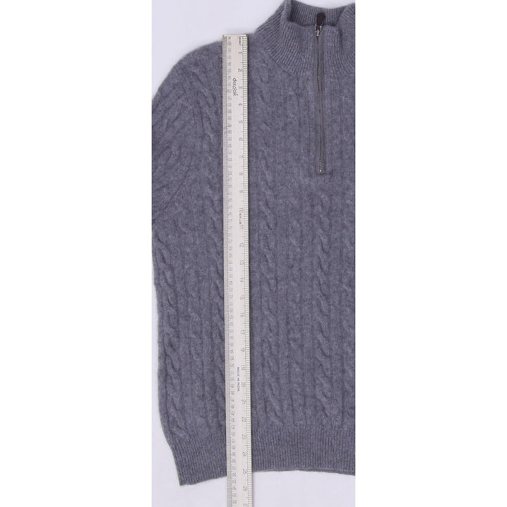 Mens Saks Fifth Avenue 100% Cashmere Quarter Zip Cable Knit Sweater