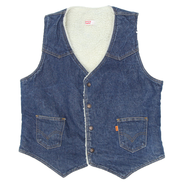 Vintage Levi Strauss Orange Tab Sherpa Fleece Lined Denim Vest | Migration_Vests | Fashion Rerun