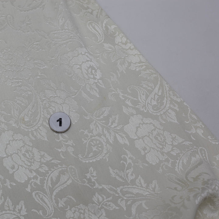 Y2K Ladies Ivory Satin Floral Jacquard Flared Midi Skirt