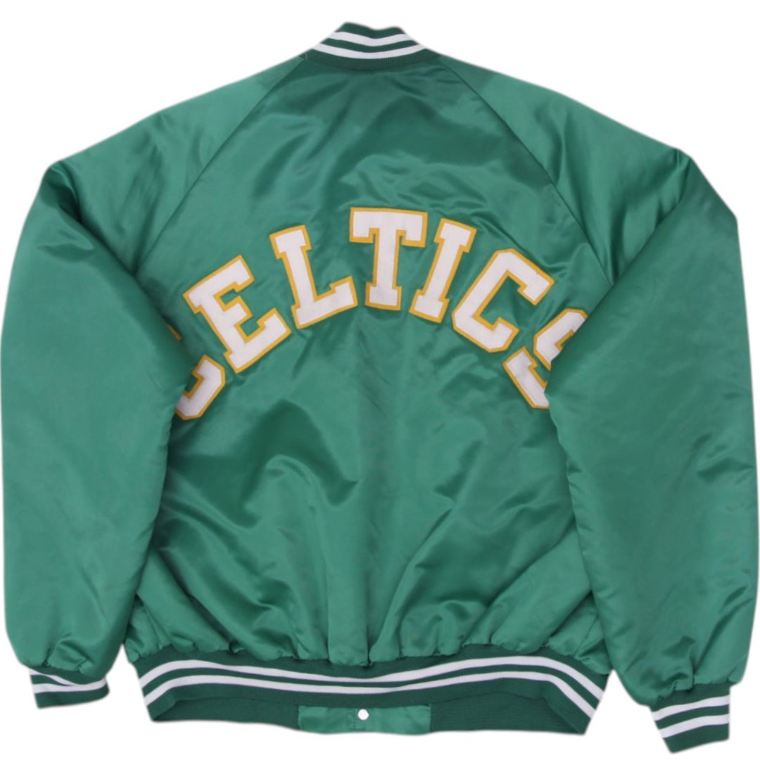 Vintage Chalk Line Boston Celtics Quilted Satin Jacket Made In USA XL | Migration_Jackets - Side View | Fashion Rerun