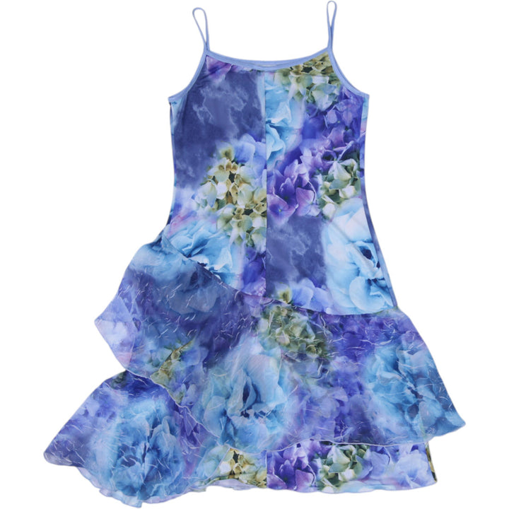 Y2K Ladies Cassie's of California Floral Tiered Ruffle Midi Dress Size 14