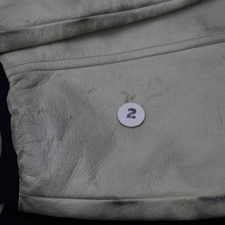 Vintage Tommy Hilfiger Varsity Jacket Navy Leather Sleeves Logo 88 XL | Migration_Jackets - Alternate View | Fashion Rerun