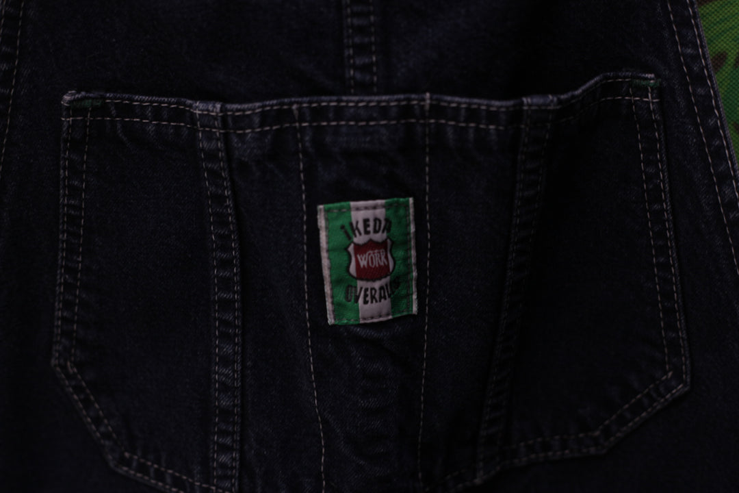 Vintage Mens IKEDA Work Denim Short Overalls | Migration_Pants UAENAT20 - Back View | Fashion Rerun