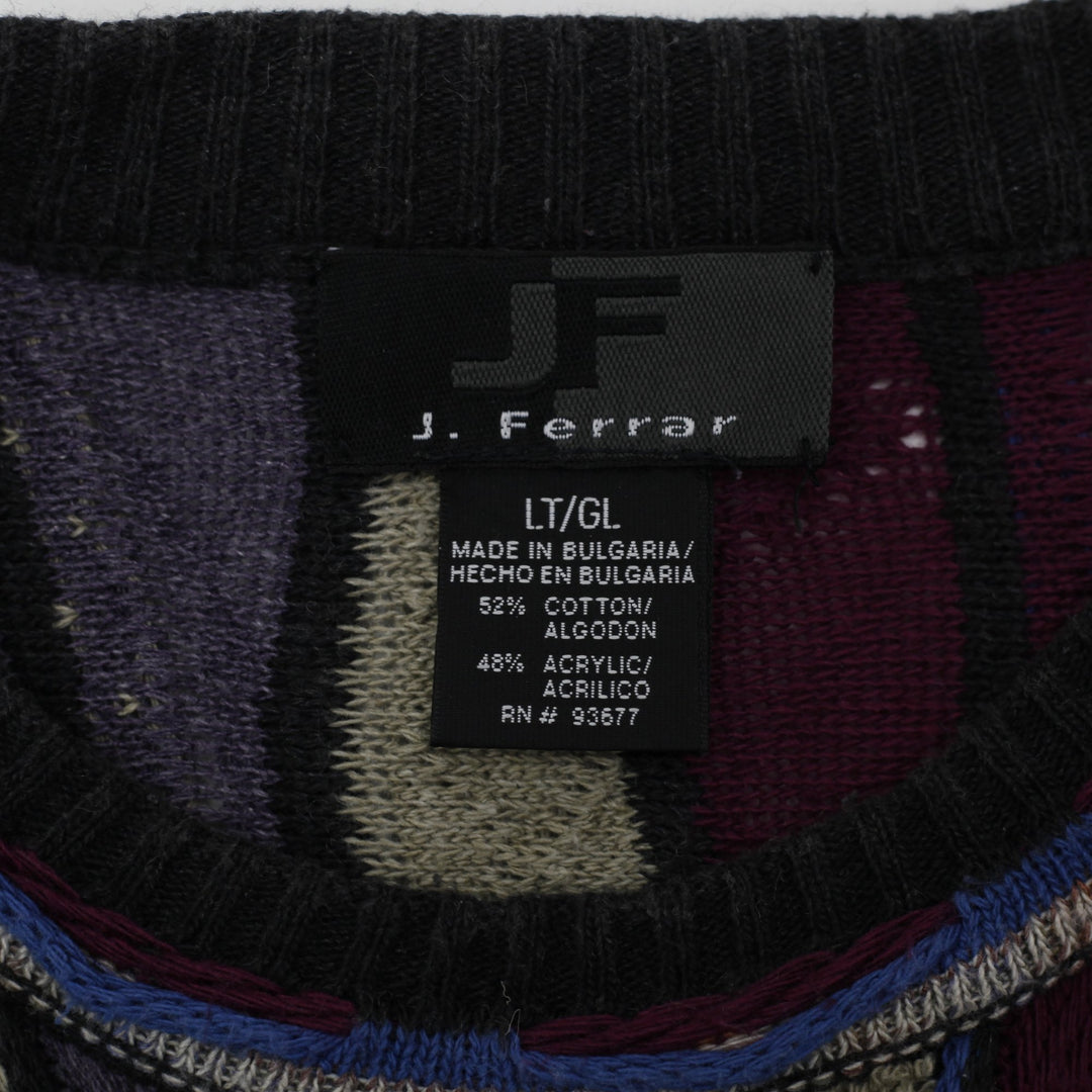 Vintage J. Ferrar Coogi Style Abstract Textured Chunky Crewneck Sweater L