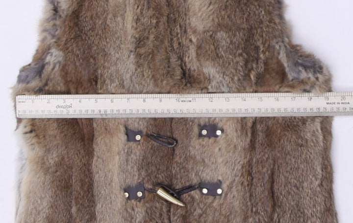 Michael Kors Luxury Real Rabbit Fur Vest L Brown Pieced Natural Toggle Closure
