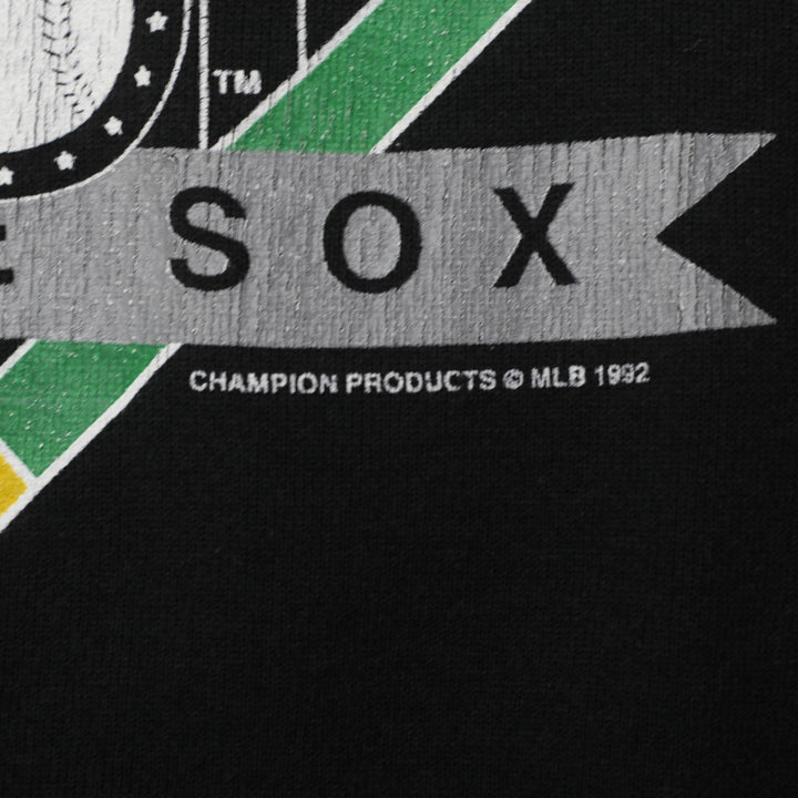 Vintage 1990s Chicago White Sox MLB Black Crewneck Sweatshirt Size M | Migration_Sweatshirt - Detail View | Fashion Rerun