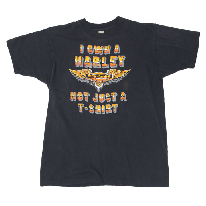 Vintage 3D Emblem Harley Davidson Motorcycle & Marine T-Shirt S.Stitch Made In USA XL