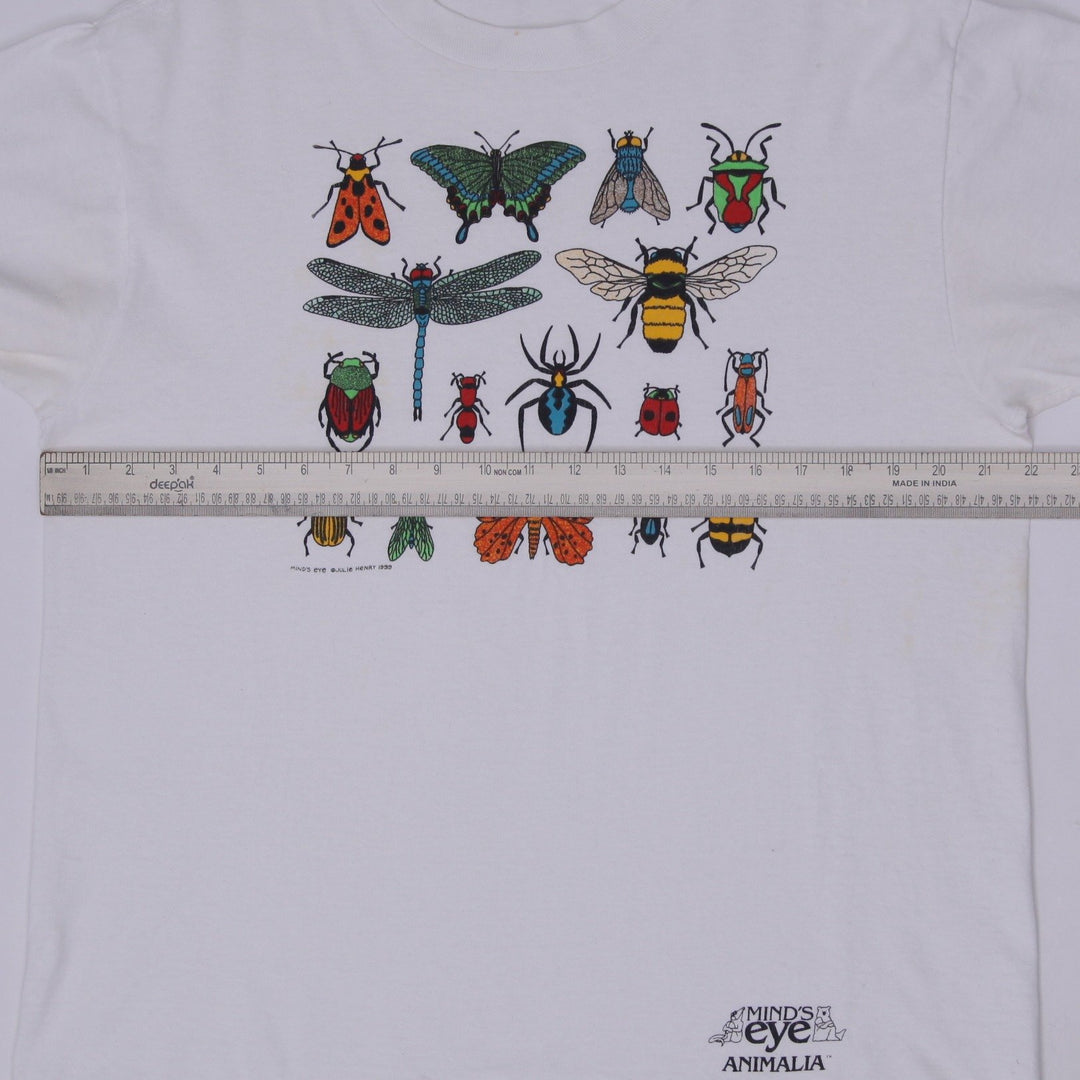 Vintage Mens Anvil T-Shirt White Insect Graphic Cotton