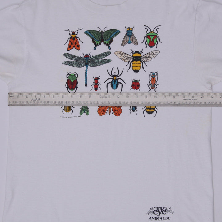Vintage Mens Anvil T-Shirt White Insect Graphic Cotton