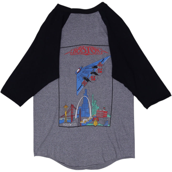 Vintage Boston Band Raglan 3/4 Sleeve Graphic T-Shirt Made in USA Size XL | Migration_T-Shirts - Side View | Fashion Rerun
