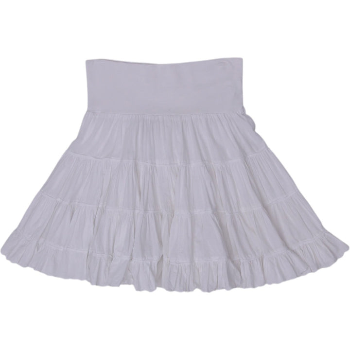 Y2K Ladies Paradise White Elastic Waist Midi Skirt Size S