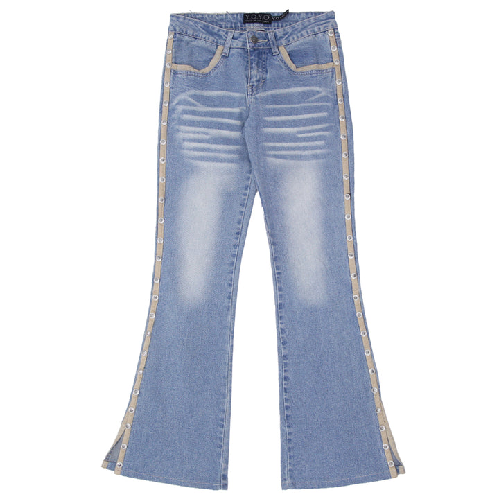 Y2K Y.O.Y.O  Stud Low Rise Flare Jeans - Fashion Rerun Vintage Migration_Pants