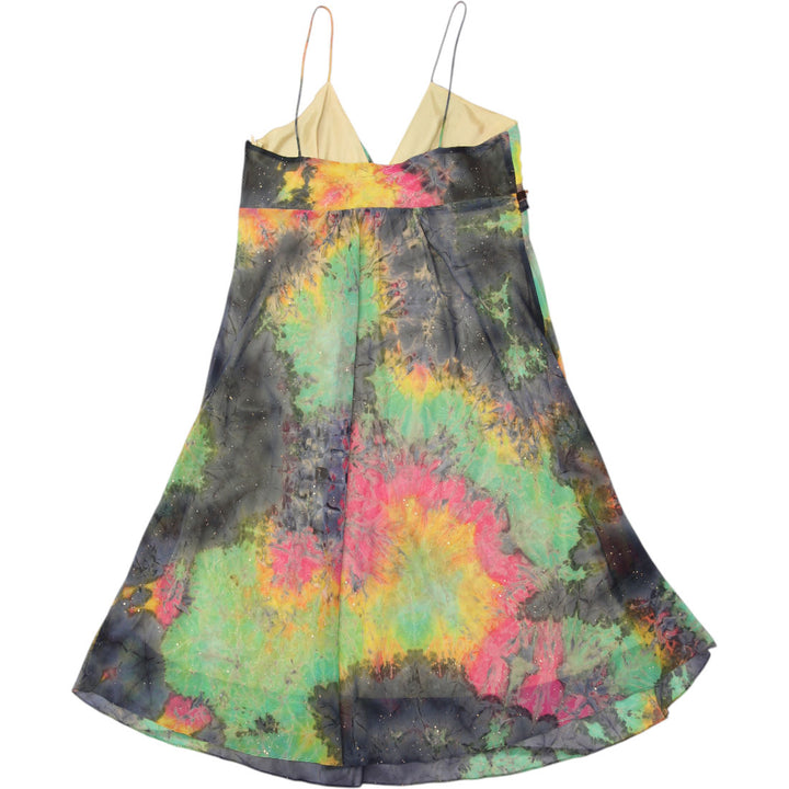 Y2K Ladies Maria Bonita USA Beautifulmind Embellished Tie-Dye Cocktail Dress Size XL