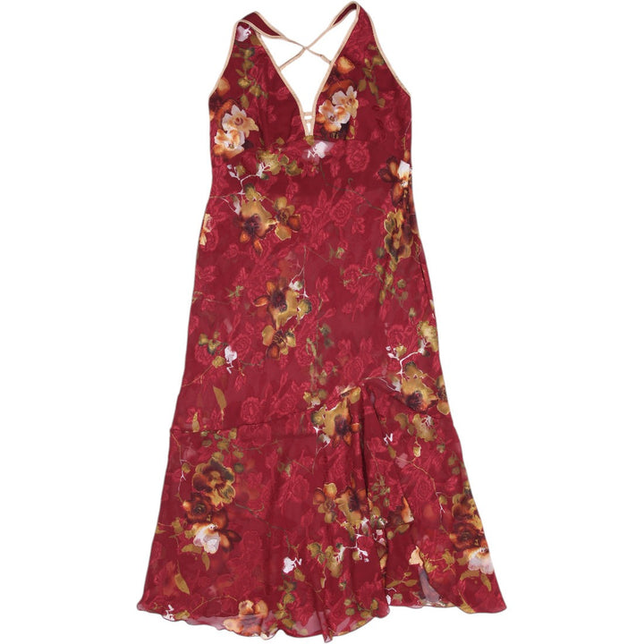 Y2K Ladies Donna Floral Sheer Sleeveless Maxi Dress Size L