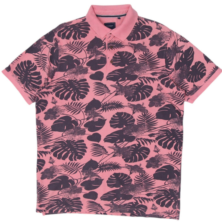 Mens 7Diamonds Floral Pattern Short Sleeve Casual Polo Shirt Size L