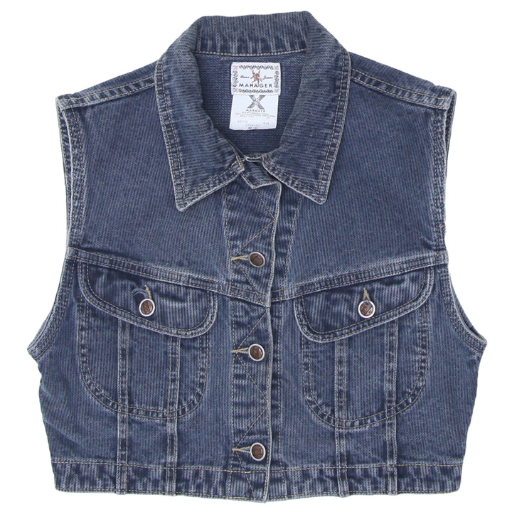 Y2K Manager Basic Jeans Denim Crop Vest - Fashion Rerun Vintage Migration_Tops