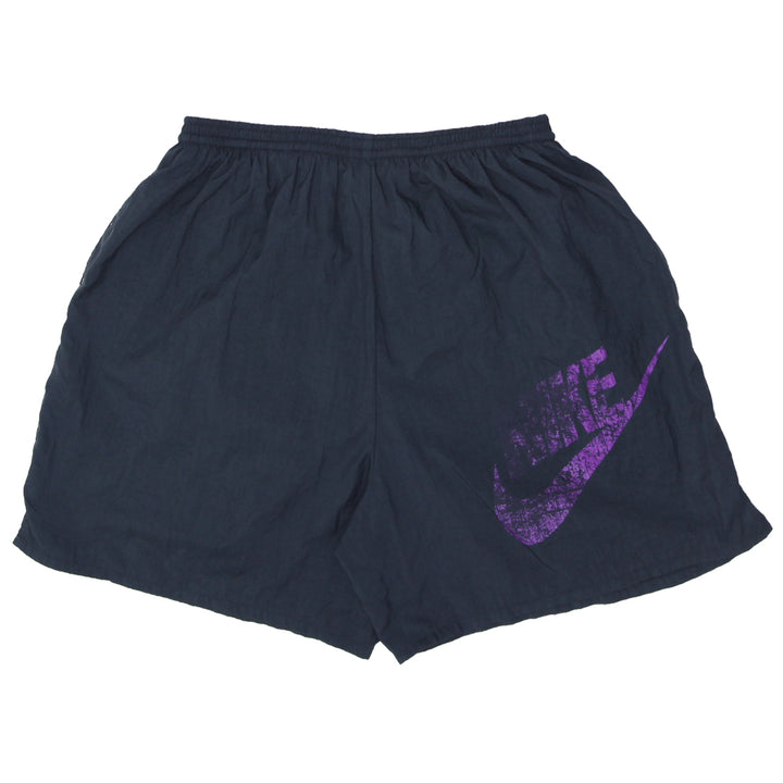 90's Vintage Nike Purple Logo Nylon Shorts Black - Fashion Rerun Vintage Migration_Shorts