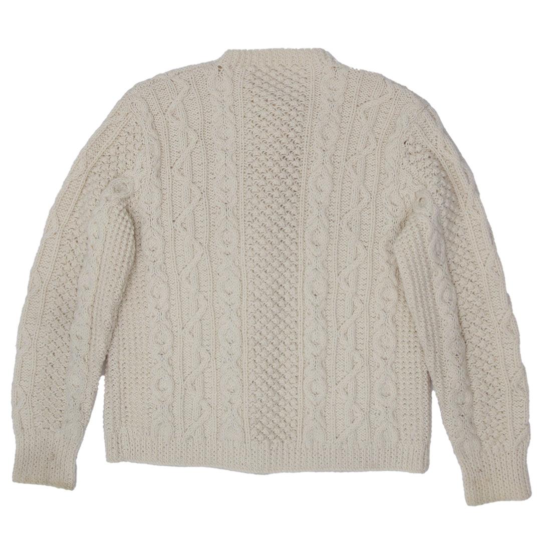 Vintage Hand-Knit Irish Aran Wool Cardigan Cable Knitwear Ladies - Fashion Rerun Vintage Migration_Sweaters