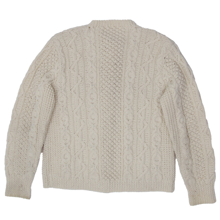 Vintage Hand-Knit Irish Aran Wool Cardigan Cable Knitwear Ladies - Fashion Rerun Vintage Migration_Sweaters