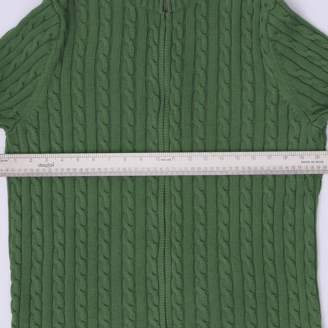 Mens L.L. Bean Cable Knit Full Zip Cotton Sweater Size L