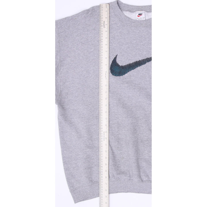 Vintage Mens Nike Sweatshirt Gray Embroidered Swoosh Logo