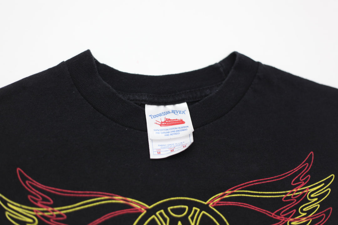 2004 Vintage Aerosmith Tour Band T-Shirt Black Tennessee River M