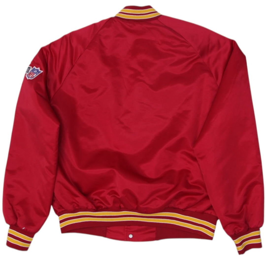 Vintage 90s Kansas City Chiefs Chalk Line Satin Bomber Jacket Made in USA Size M | Migration_Jackets - Side V | Fashion Rerun
