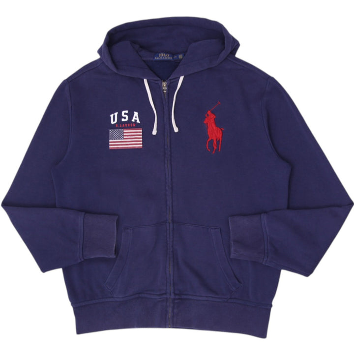 Polo Ralph Lauren USA Flag Big Pony Full Zip Hoodie Size L