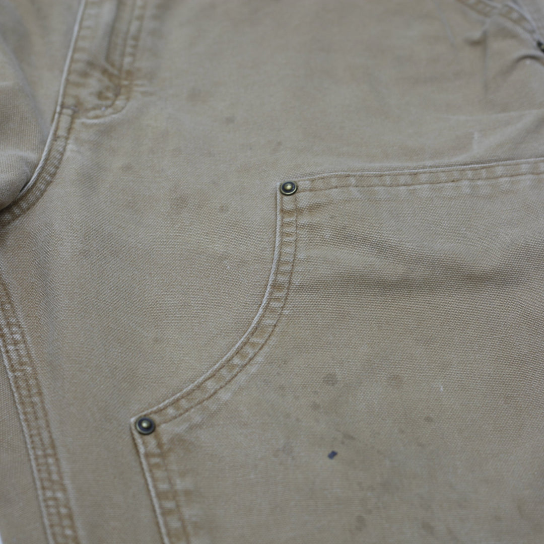 Mens Carhartt B136 Double-Knee Carpenter Pants Distressed Brown Washed Duck