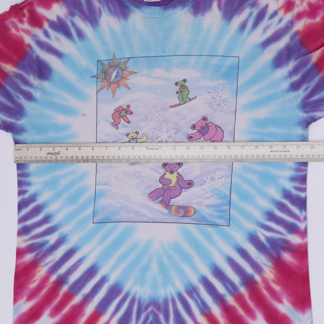 Vintage 90s Grateful Dead Snowboarding Bears Tie Dye T-Shirt Size L