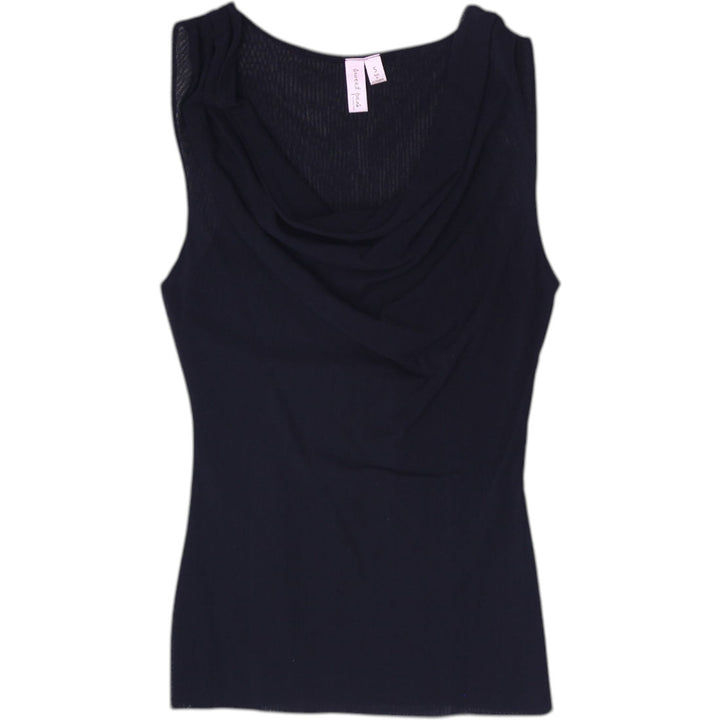 Y2K Ladies Sweet Pea Black Cowl Neck Sleeveless Mesh Overlay Top Size S