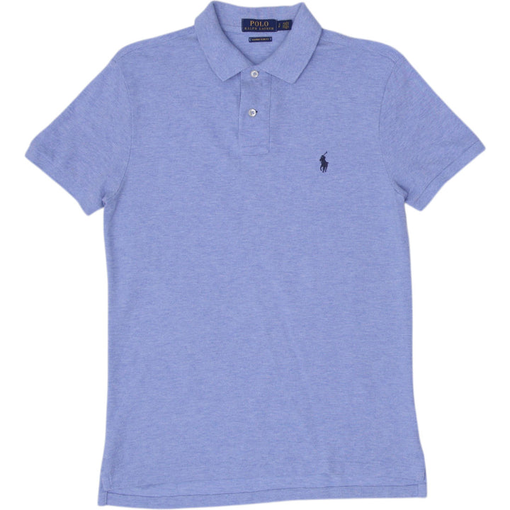 Mens Ralph Lauren Polo Shirt Blue Custom Slim Fit Embroidered Logo Size S