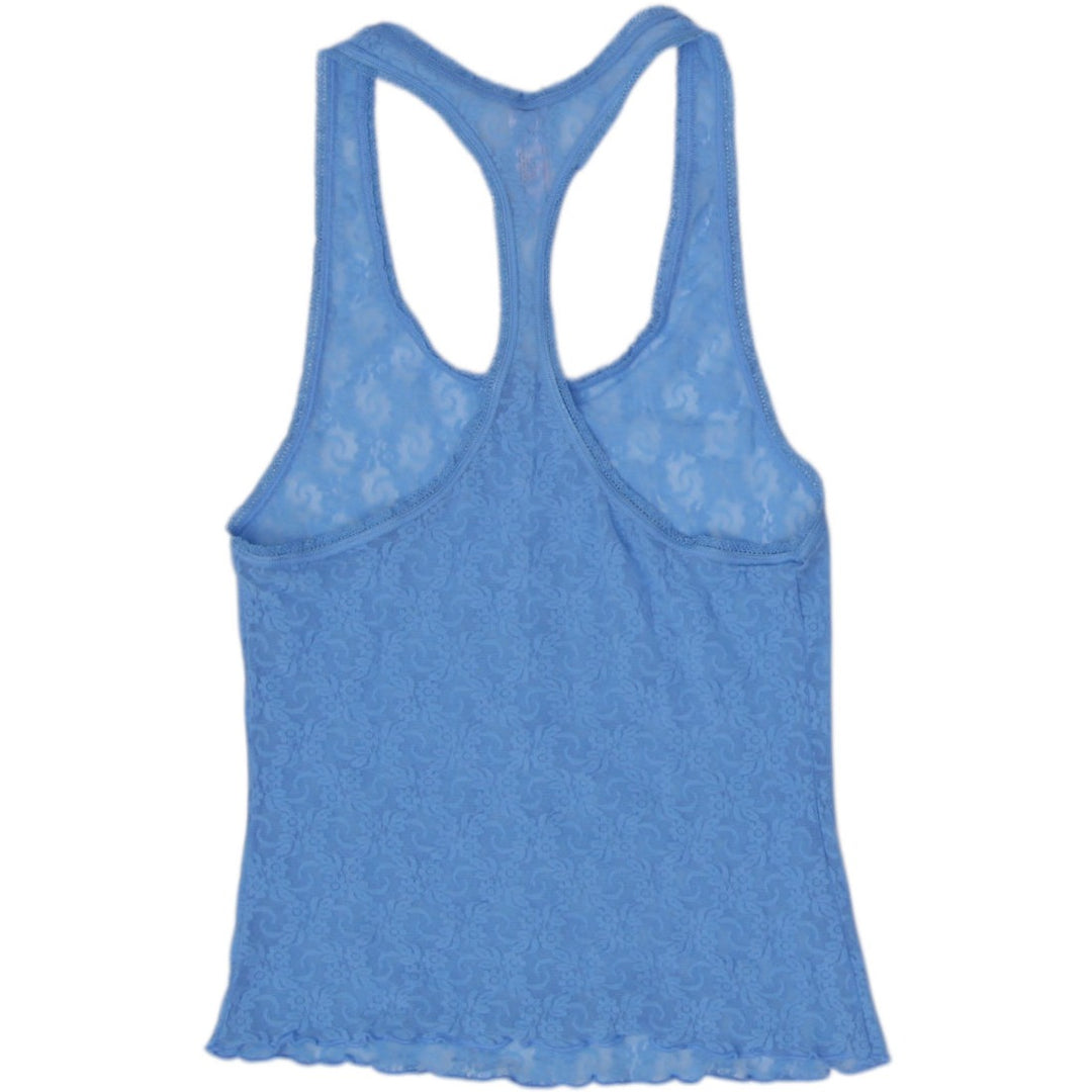 Y2K Ladies Victoria's Secret Floral Lace Tank Top Racerback Scalloped Hem Size S