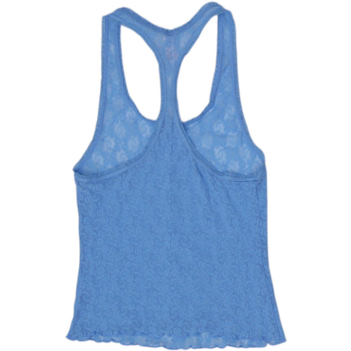 Y2K Ladies Victoria's Secret Floral Lace Tank Top Racerback Scalloped Hem Size S