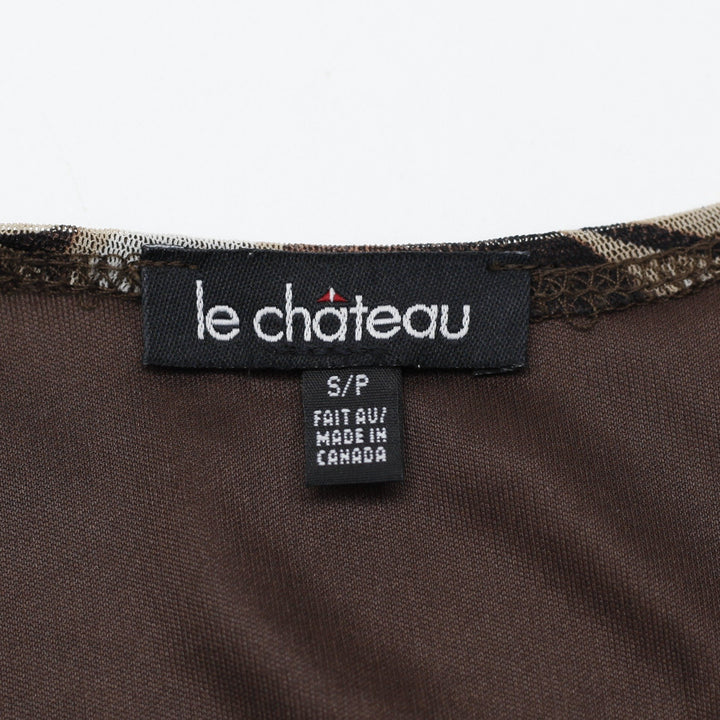 Y2K Ladies Le Chateau Asymmetrical Micro-Mesh Floral Top Size S/P