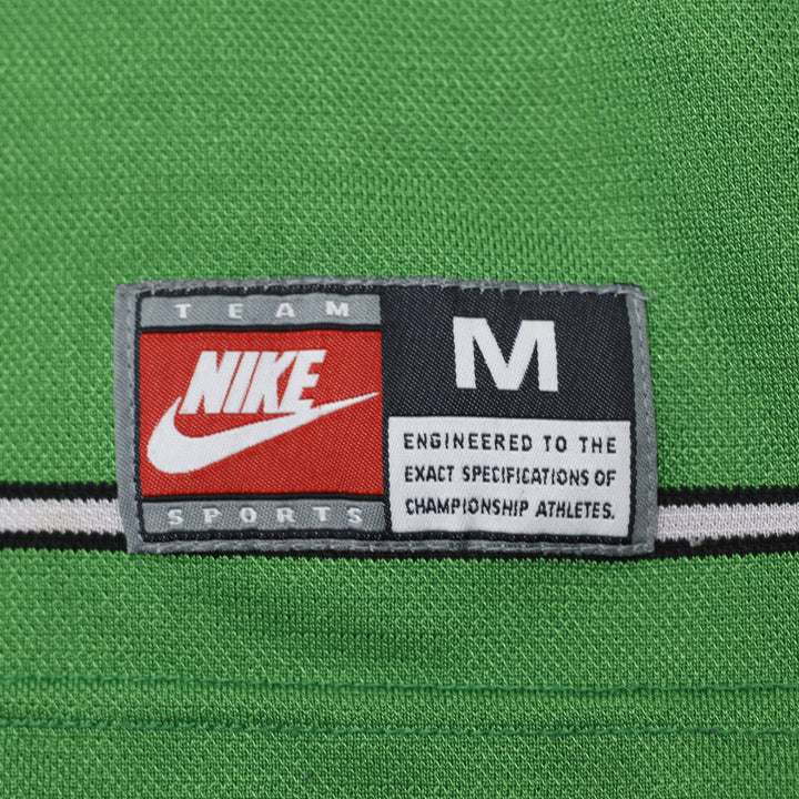 Vintage 90s Nike Green Striped V-Neck Jersey Shirt Size M | Migration_Jerseys - Detail View | Fashion Rerun