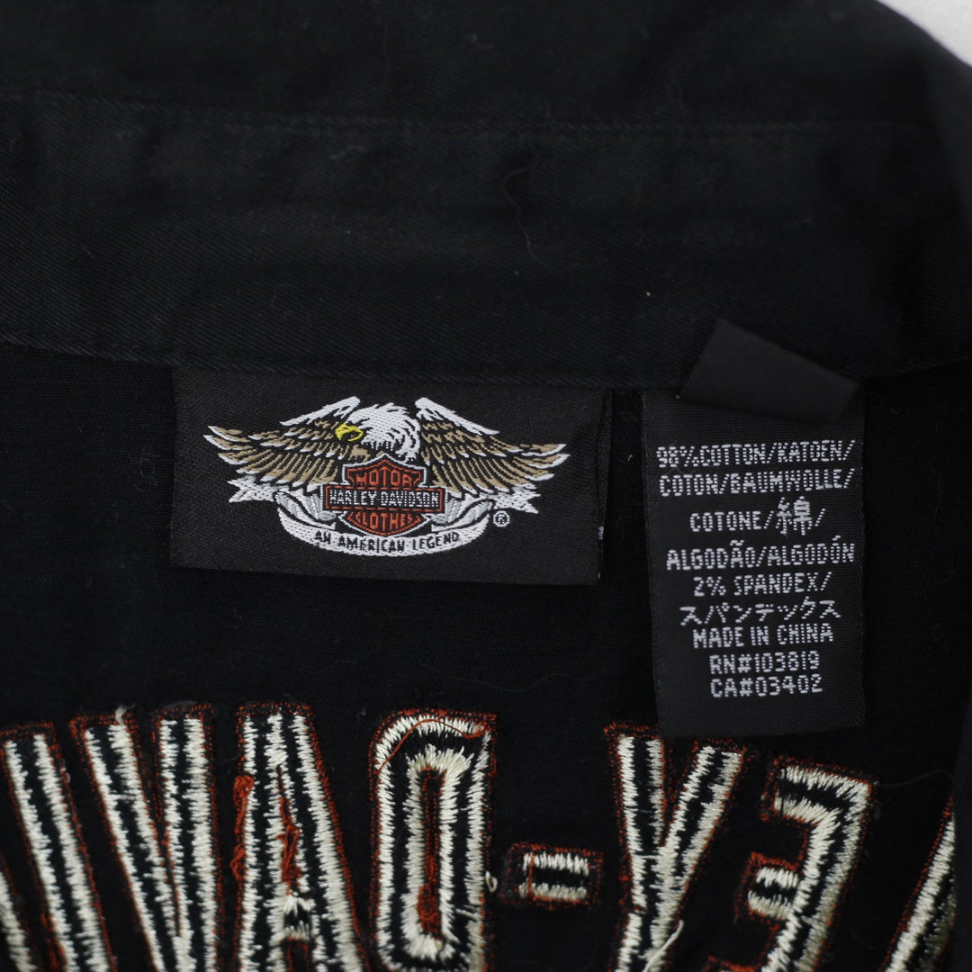Y2K Ladies Harley Davidson Top Black Embroidered Logo Full Zip M | Migration_Y2K Tops - Back View | Fashion Rerun