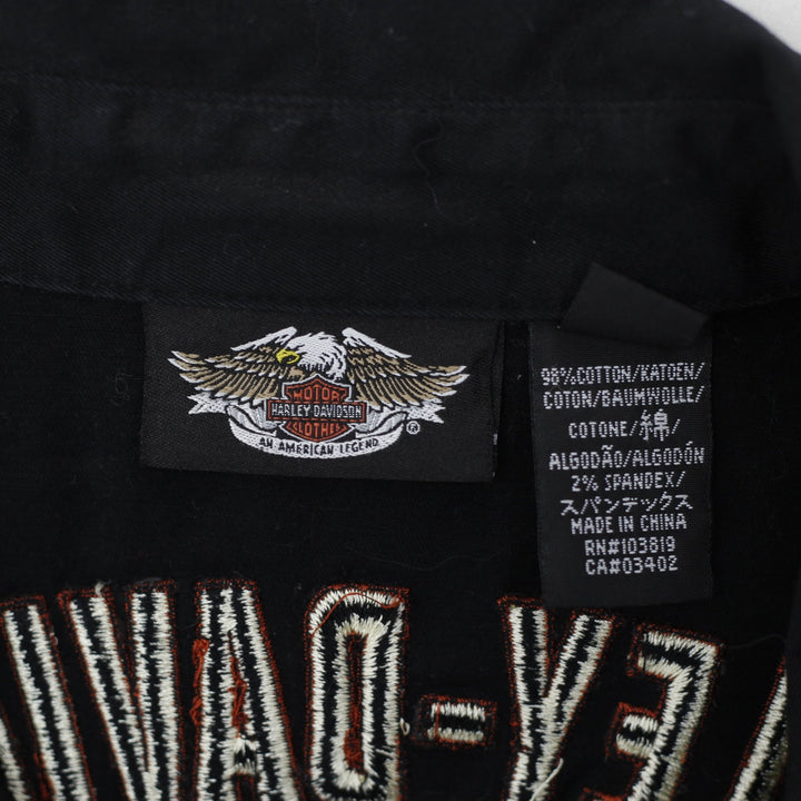 Y2K Ladies Harley Davidson Top Black Embroidered Logo Full Zip M | Migration_Y2K Tops - Back View | Fashion Rerun