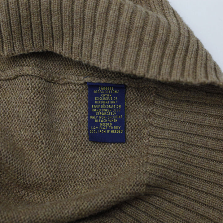 Mens Polo Ralph Lauren Sweater Brown Button Up Cotton Knit