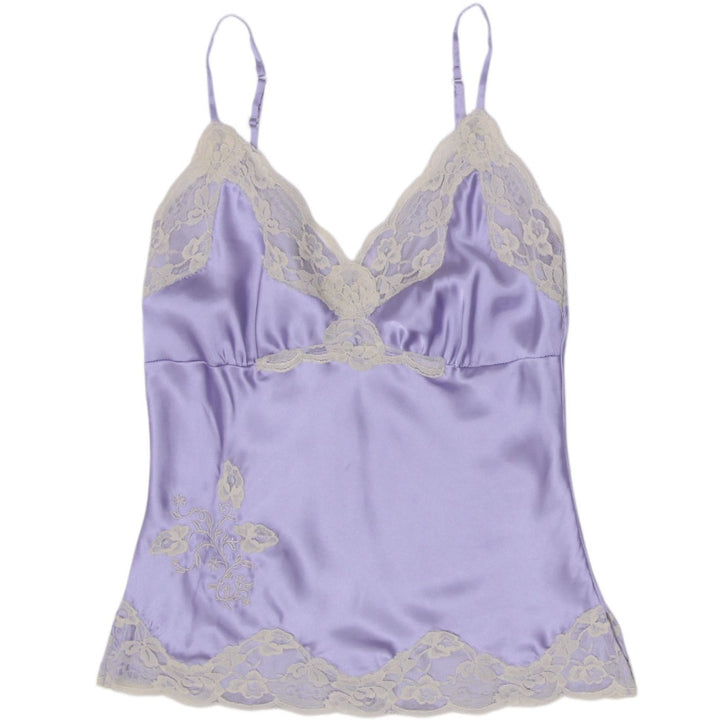 Y2K Ladies Secret Pastel Lilac Satin Lace Camisole Top Coquette Lingerie Cami M