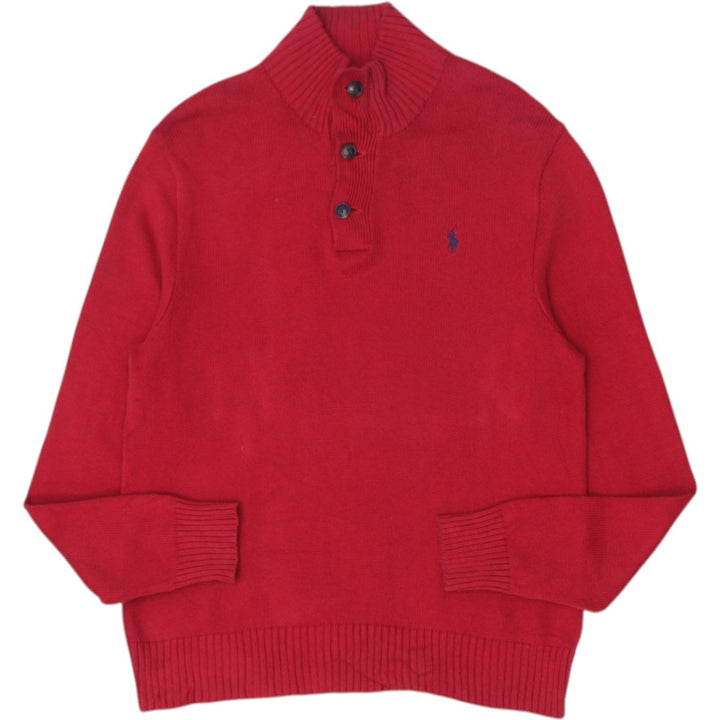 Mens Polo Ralph Lauren Red Knit Collared Quarter Button Sweater L | Migration_Knitwear & Sweaters RL Collecti | Fashion Rerun