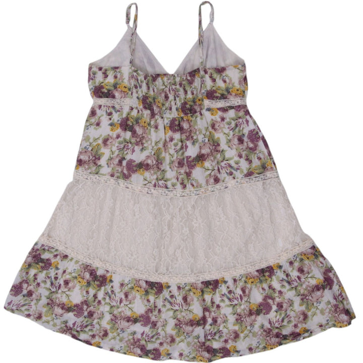 Y2K Ladies Floral Multi Color Spaghetti Strap Lace Dress Size 42 | Migration_Dresses - Side View | Fashion Rerun
